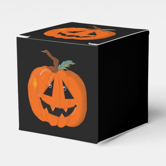 Happy Halloween Jack O Lantaarn Illustratieve Kuns Bedankdoosjes (Voorkant Zijde)