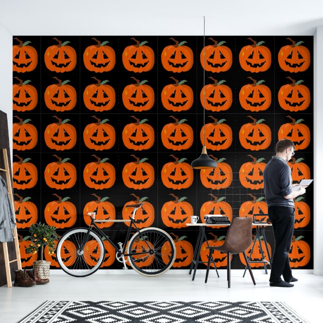 Happy Halloween Jack O Lantaarn Illustratieve Kuns Behang (Woonkamer)