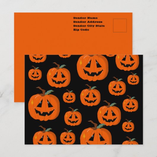 Happy Halloween Jack O Lantaarn Illustratieve Kuns Briefkaart (Voorkant / Achterkant)