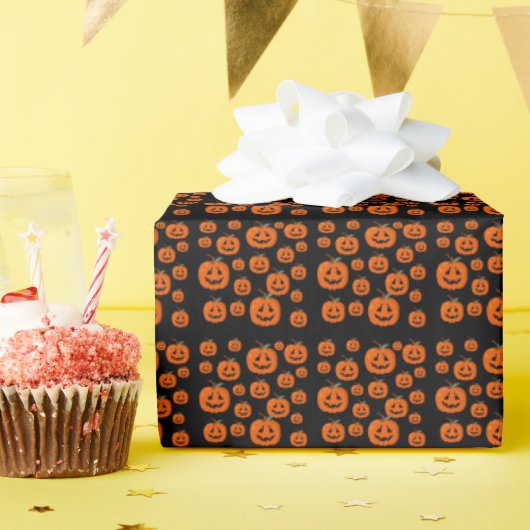 Happy Halloween Jack O Lantaarn Illustratieve Kuns Cadeaupapier (Verjaardagsfeest)