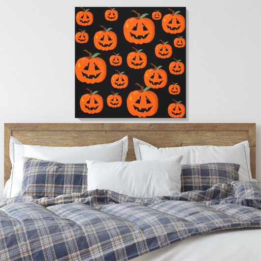 Happy Halloween Jack O Lantaarn Illustratieve Kuns Canvas Afdruk (Insitu (Slaapkamer))