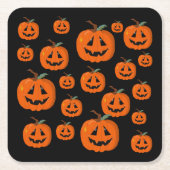 Happy Halloween Jack O Lantaarn Illustratieve Kuns Kartonnen Onderzetters (Voorkant)