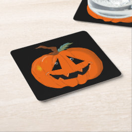 Happy Halloween Jack O Lantaarn Illustratieve Kuns Kartonnen Onderzetters