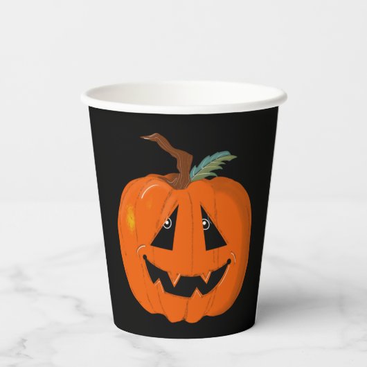 Happy Halloween Jack O Lantaarn Illustratieve Kuns Papieren Bekers (Achterkant)