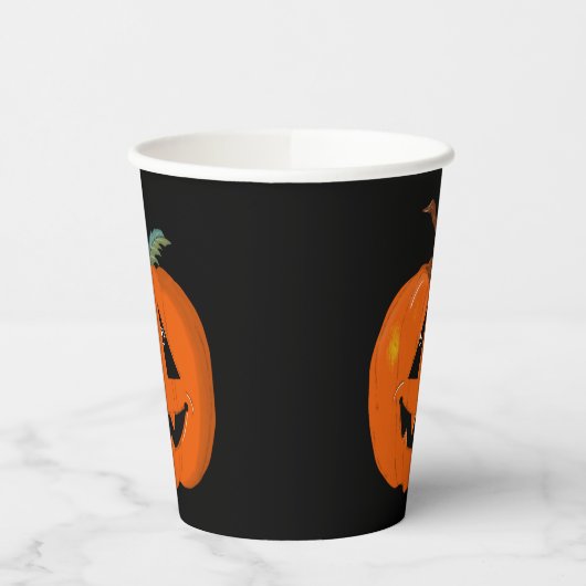 Happy Halloween Jack O Lantaarn Illustratieve Kuns Papieren Bekers (Links)