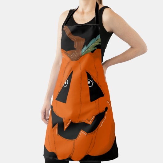 Happy Halloween Jack O Lantaarn Illustratieve Kuns Schort (Insitu)