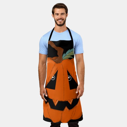 Happy Halloween Jack O Lantaarn Illustratieve Kuns Schort (Gedragen)