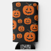 Happy Halloween Jack O Lantaarn Illustratieve Kuns Seltzer Blikjeskoeler (Achterkant)