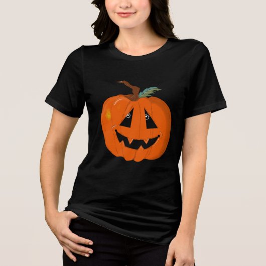 Happy Halloween Jack O Lantaarn Illustratieve Kuns Tri-Blend Shirt (Voorkant)