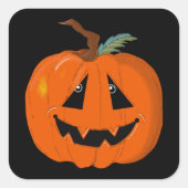 Happy Halloween Jack O Lantaarn Illustratieve Kuns Vierkante Sticker (Voorkant)