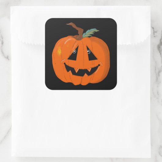 Happy Halloween Jack O Lantaarn Illustratieve Kuns Vierkante Sticker (Tas)
