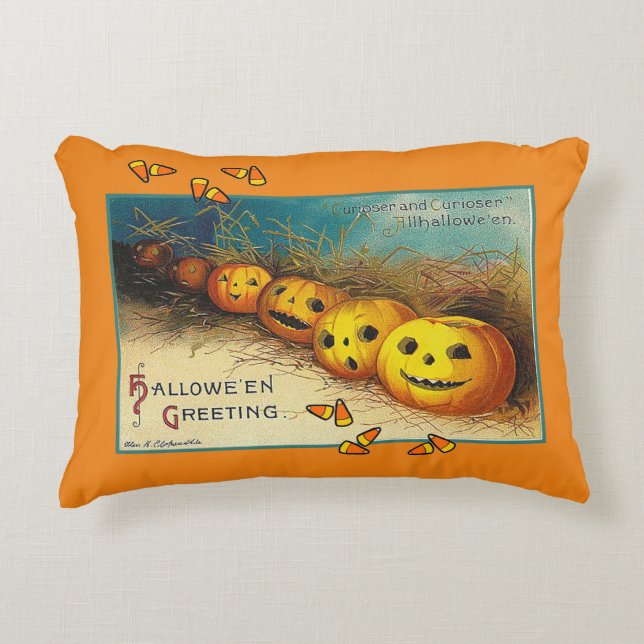 Happy Halloween  Jack o' Lantern Accent Pi Kussen (Voorkant)
