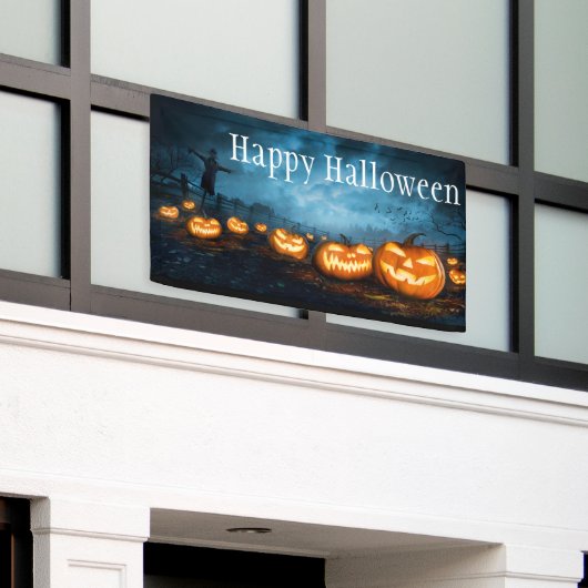 Happy Halloween Jack-O-Lantern-banner Spandoek (Buitenkant Gebouw)