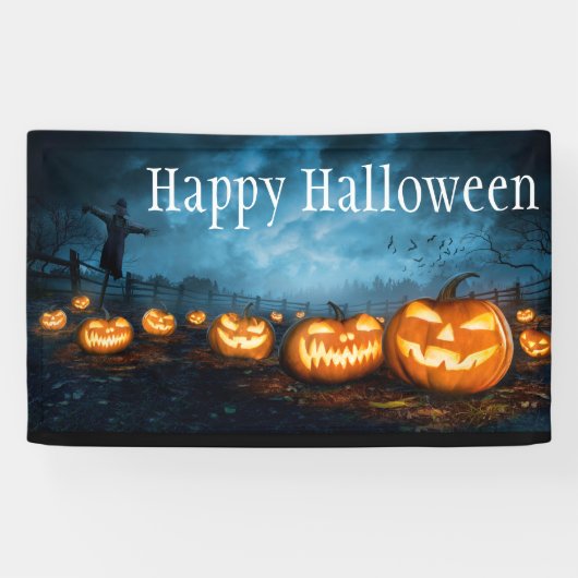 Happy Halloween Jack-O-Lantern-banner Spandoek (Horizontaal)