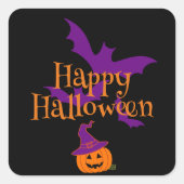 Happy Halloween Jack O Lantern Black Vierkante Sticker (Voorkant)