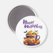 Happy Halloween Jack-O-Lantern Brew Cup Magneet (Voorkant / Achterkant)