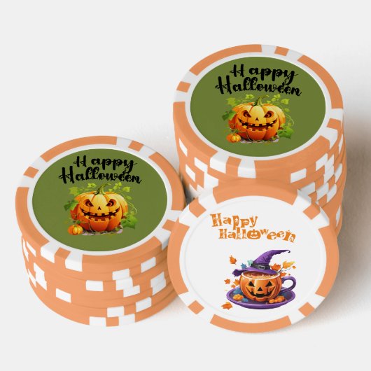 Happy Halloween Jack-O-Lantern Brew Cup Poker Chips (Opstapeling)