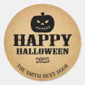 Happy Halloween Jack-O-Lantern Brown Paper Ronde Sticker (Voorkant)