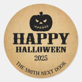 Happy Halloween Jack-O-Lantern Brown Paper Ronde Sticker