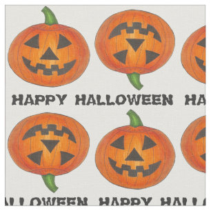 Happy Halloween Jack o' Lantern Carved Pumpkin Stof