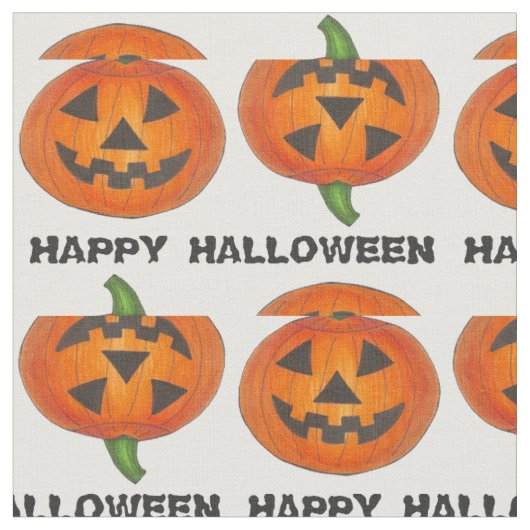 Happy Halloween Jack o' Lantern Carved Pumpkin Stof (Close Up)