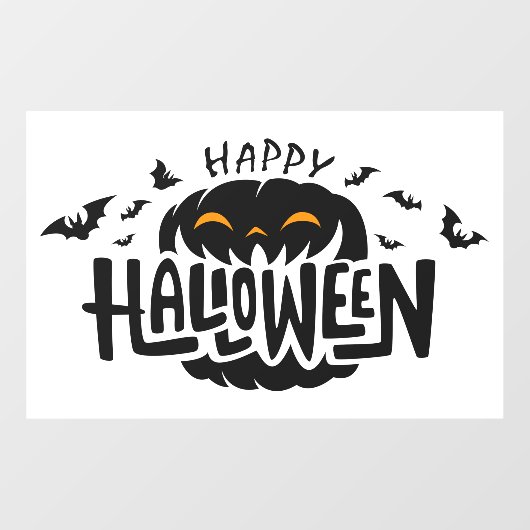 Happy Halloween Jack-O-Lantern en Bats Raamsticker (Vel)