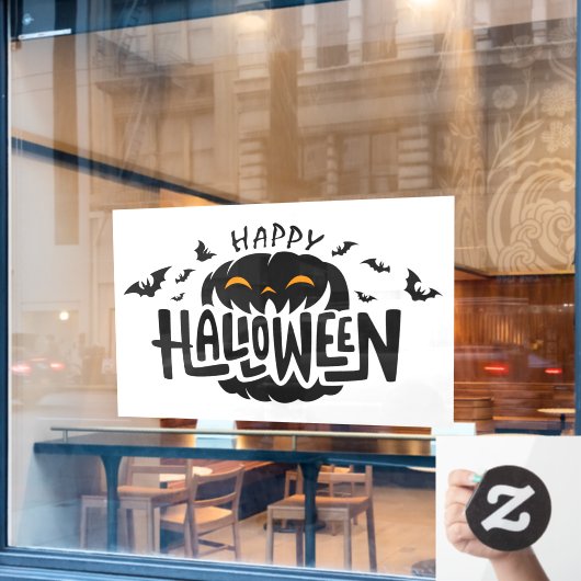 Happy Halloween Jack-O-Lantern en Bats Raamsticker (Cafe Raam)