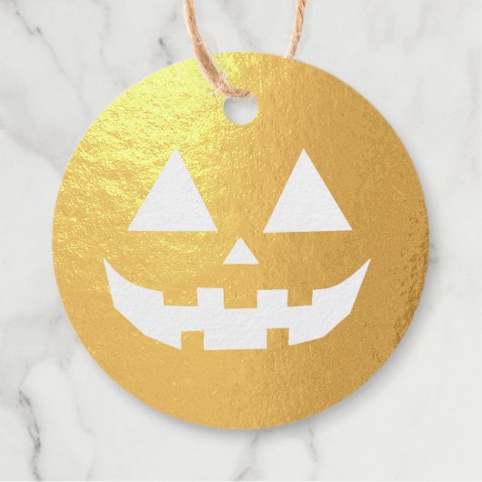 Happy Halloween Jack-o'-Lantern Face 3-Neon Sinaas Bedankjes Labels (Voorkant)