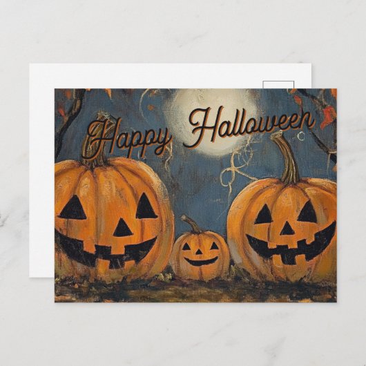 Happy Halloween Jack O' Lantern Glow Briefkaart (Voorkant / Achterkant)