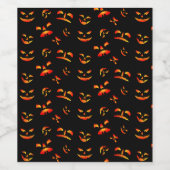 Happy Halloween Jack-O-Lantern Glowing Faces Wijn Etiket (Enkel label)