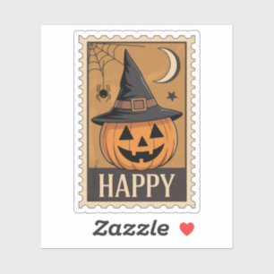 "Happy Halloween" Jack-o'-Lantern Heksenhoed Stemp Sticker