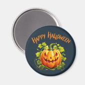 Happy Halloween Jack-O-Lantern on Vine Magneet (Voorkant / Achterkant)