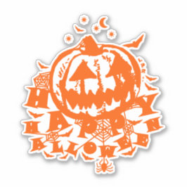 Happy Halloween Jack O Lantern Pumpkin Sinaasappel Sticker
