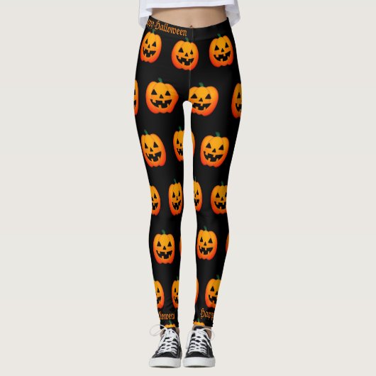 Happy Halloween Jack O Lantern Pumpkins Party Leggings (Voorkant)