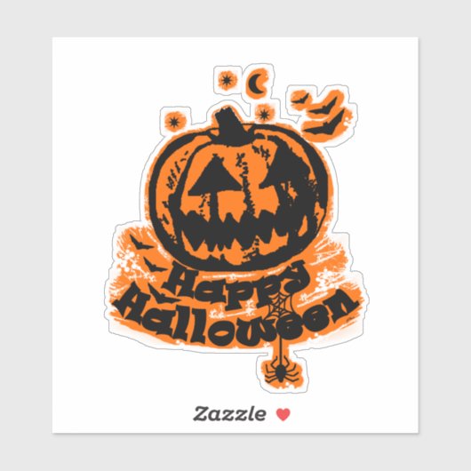 Happy Halloween Jack O Lantern Spider Sticker (Vel)