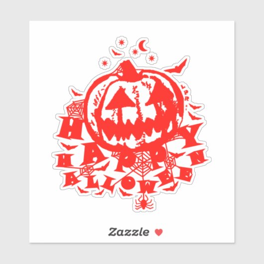 Happy Halloween Jack O Lantern Sticker (Vel)