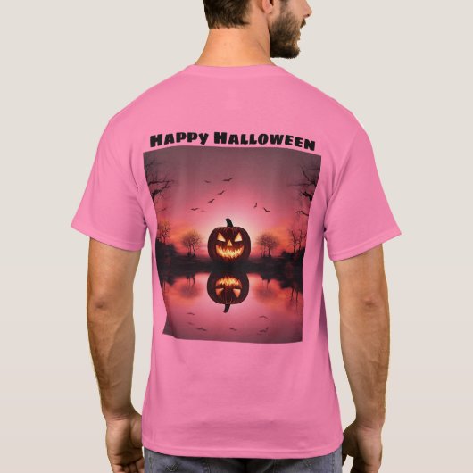 Happy Halloween Jack O Lantern Sunset T-shirt (Achterkant)