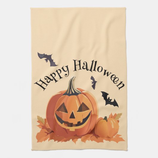 Happy Halloween Jack o Lantern Theedoek (Verticaal)