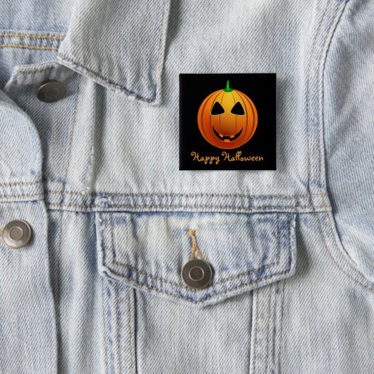 Happy Halloween Jack 'o Lantern Vierkante Button 5,1 Cm (In situ)