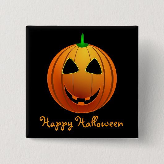 Happy Halloween Jack 'o Lantern Vierkante Button 5,1 Cm (Voorkant)