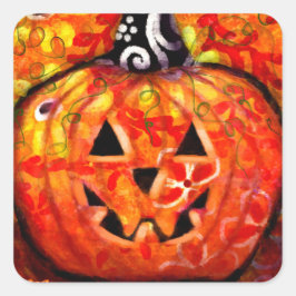 Happy Halloween Jack O Lantern Vierkante Sticker