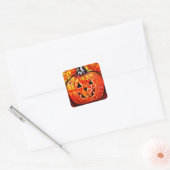 Happy Halloween Jack O Lantern Vierkante Sticker (Envelop)