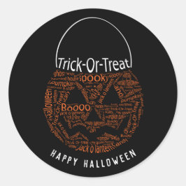 Happy Halloween Jack O Lantern Word Art Oranje Ronde Sticker