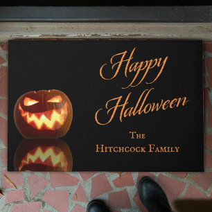 Happy Halloween Jack O'Lantern Naam Sjabloon Deurmat