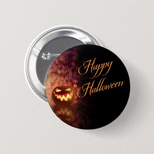 Happy Halloween Jack O'Lantern Zwart en Sinaasappe Ronde Button 5,7 Cm (Voorkant /achterkant)