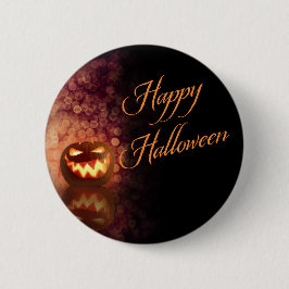 Happy Halloween Jack O'Lantern Zwart en Sinaasappe Ronde Button 5,7 Cm