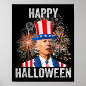 Happy Halloween Joe Biden USA Flag Fireworks th of Poster (Voorkant)