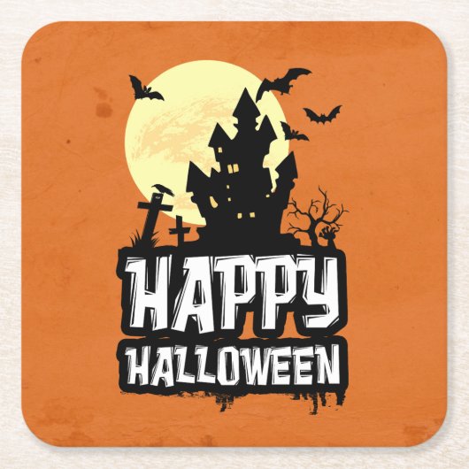 Happy Halloween Kartonnen Onderzetters (Voorkant)