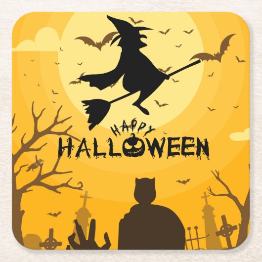 Happy Halloween Kartonnen Onderzetters (Voorkant)