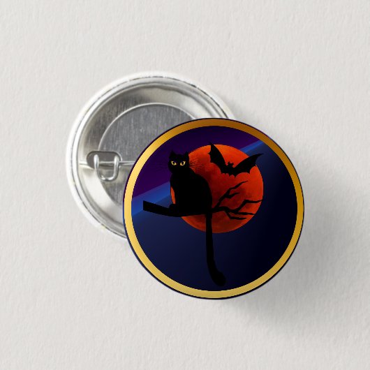 Happy Halloween Kat n'Bat Ronde Button 3,2 Cm (Voorkant /achterkant)